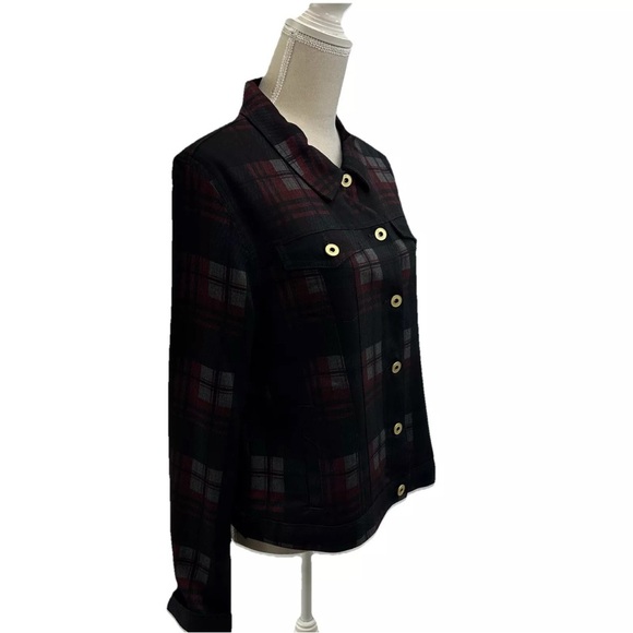 Tommy Hilfiger Jacket Womens Large Plaid Trucker Button Front Preppy Casual - Picture 3 of 9